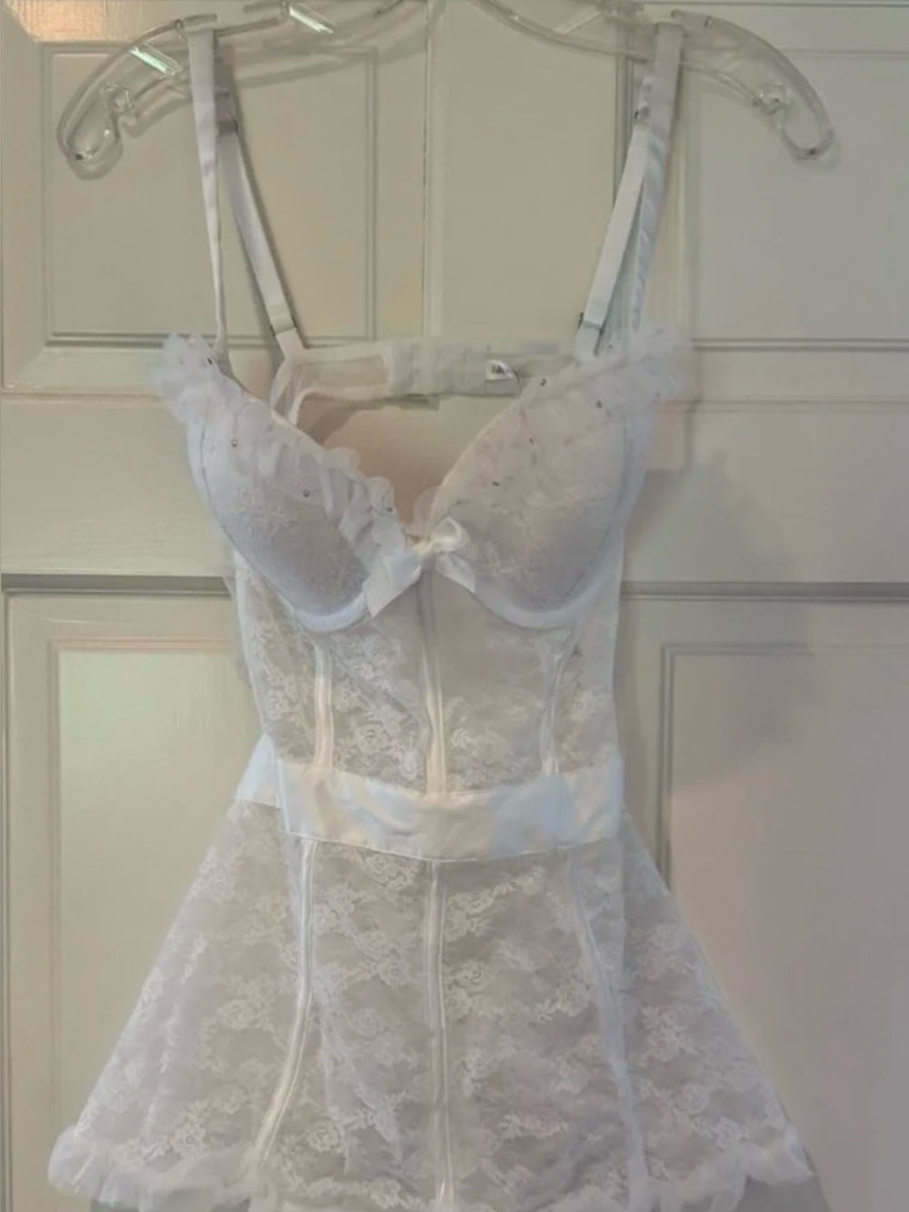 Victoria’s Secret I Do Bridal Honeymoon Collect. Lace Bustier Apron Babydoll 36B